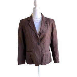 Magaschoni Blazer Linen Brown Pinstripes (8)